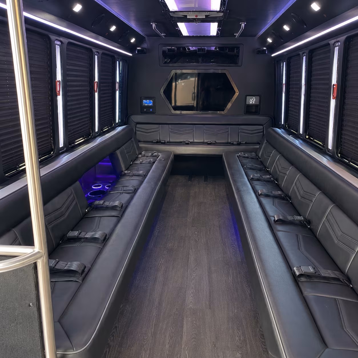 avondale 18 passenger party bus interior
