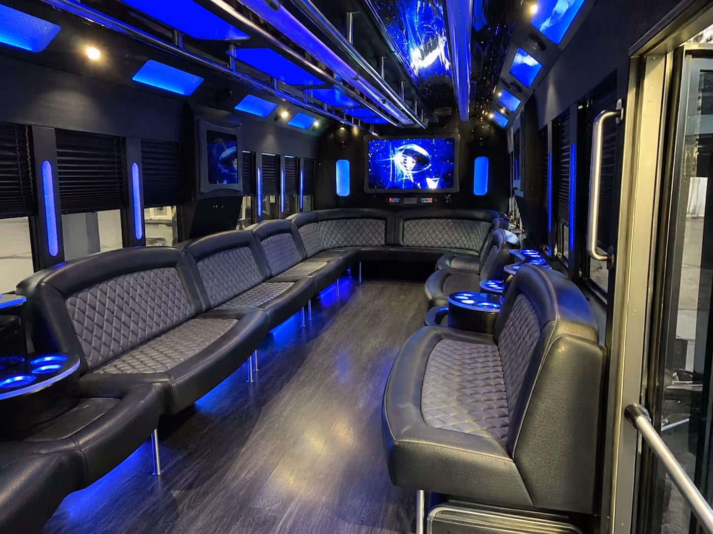 avondale 28 passenger party bus interior